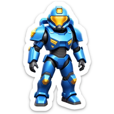 Clash of Clans aesthetic: Cinematic heroic Terran Marine Hero Emoji, rendered in a 3D vector-style similar to standard emojis with minimal shading and bold, simplified shapes. A compact, heroic isometric figure clad in futuristic power armor with signature energy accents, softly glowing with a cosmic battle charm. Simplified yet unmistakably iconic, highly detailed and consistent, glowing with a soft radiant shine and high gloss. Stylized with a touch of interstellar valor and a soft glowing outline, capturing the essence of an elite space warrior with a friendly, playful manner! sticker