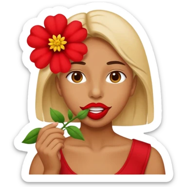 A bird carrying a red flower in its mouse  sticker