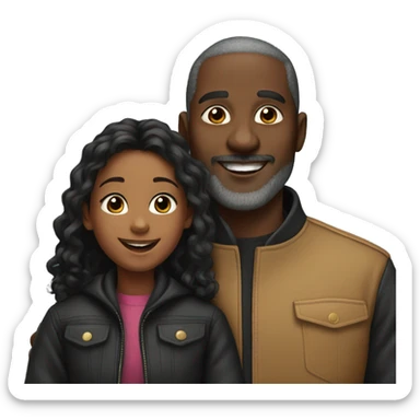 happy black dad and black daughter in stylish jackets sticker