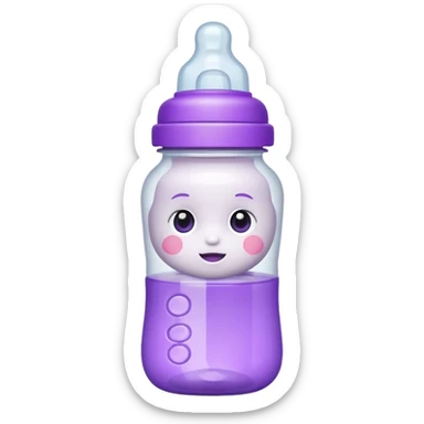 baby bottle white and purple sticker
