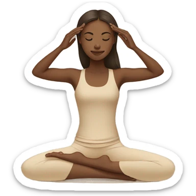 Girl doing yoga in beige tones  sticker