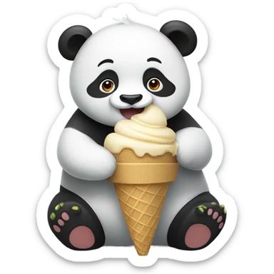 Panda eating ice cream sticker