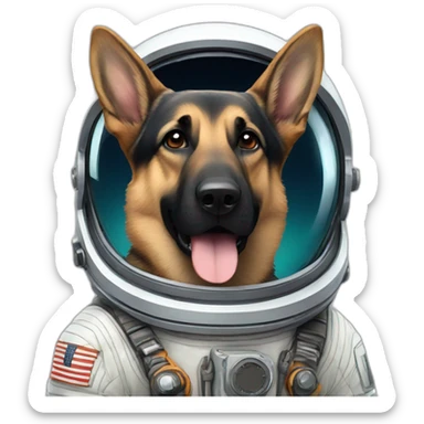 german shepard in a spacesuit sticker
