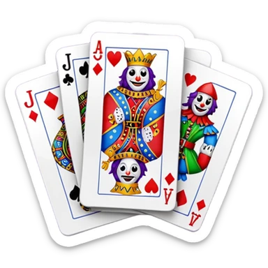 bunch of poker cards, with jolly jokers inside sticker
