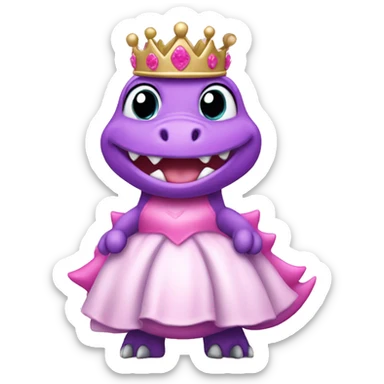 dinosaur with a pink girly crown and a princess dress  sticker
