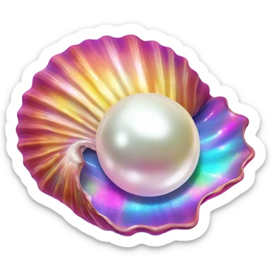 Lisa Frank sparkle sea shell with pearl ￼ sticker