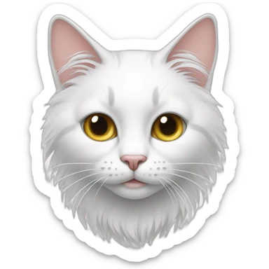 Cat white long poil sticker