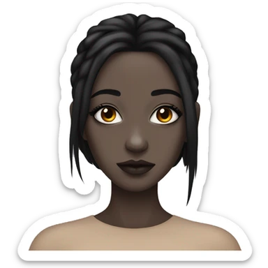 Black hair pale girl with eyeliner and septum peircing sticker