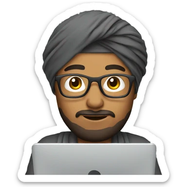 Turban guy working on laptop  sticker