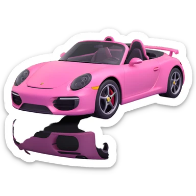 full view of a pink porsche sports car sticker
