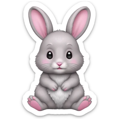 baby grey rabbit sticker