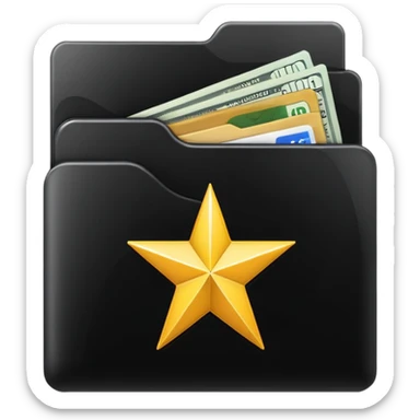 black folder flash file with a finances logo sticker
