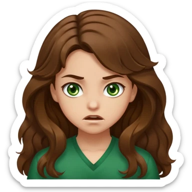 girl with green hazel eyes and brown long and waybe hair wanting to give me a punch sticker