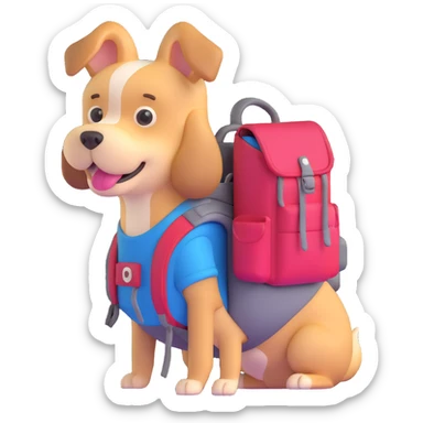 dog wearing a backpack sticker