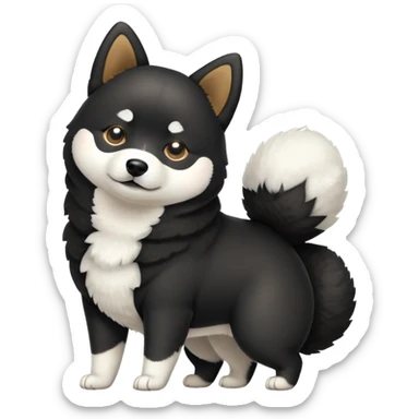cute black Shiba Inu dog standing full body view sticker