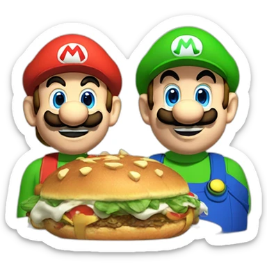 Mario and Luigi eating massa sticker