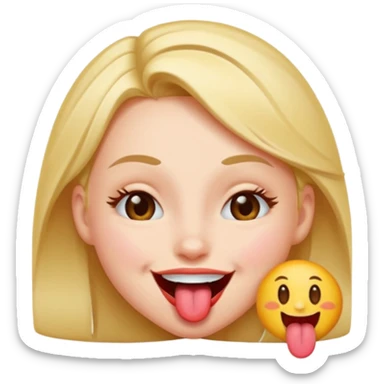 Girl with tongue out winking sticker