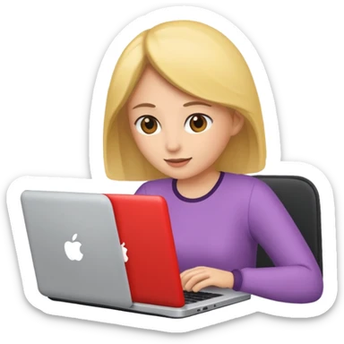 woman using laptop sticker