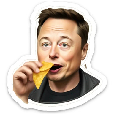 Elon musk munching on chips sticker