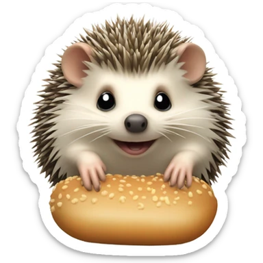 Hedgehog eating a bun sticker