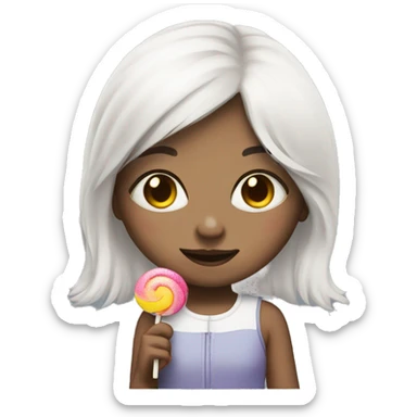 cute girl with white hair that has band-aid on nose and lollipop sticker