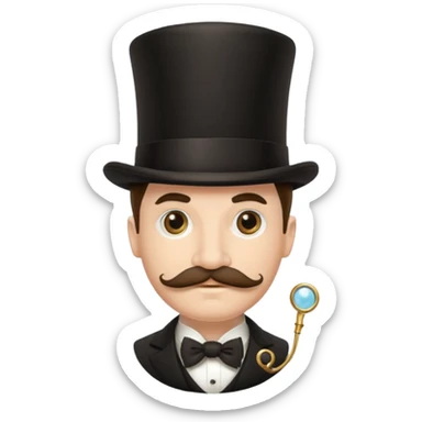 Fancy man with top hat and mustache with fancy look on his face and monocle sticker