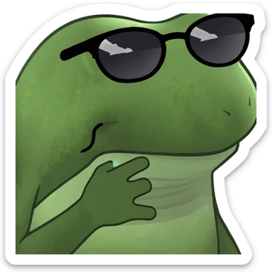 bufo robot with glowing eyes, mechanical frog, shiny metal, neon green eyes, playful expression sticker