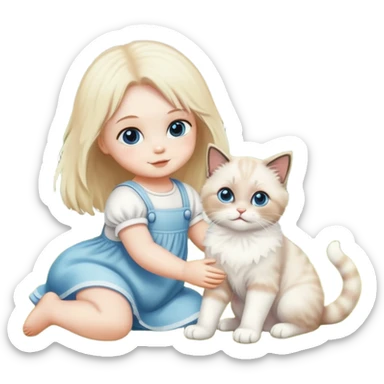 Ragdoll playing with a baby in the park sticker