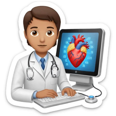 Doctor using my computer to report vital signs sticker