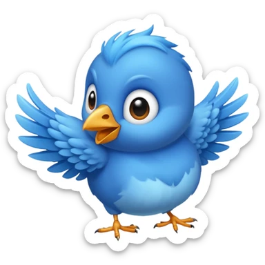 Small babyblue bird flying sticker