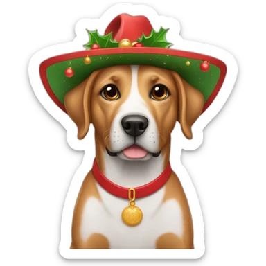 Perro con sombrero de navidad  sticker