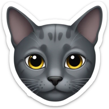 grey and black cat with one eye bigger than the other sticker