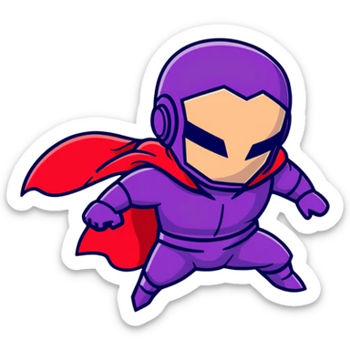 Magneto Marvel villain with red helmet and purple cape using magnetic powers sticker