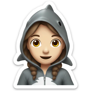 cute  brown hair wearing a cute shark costume sticker