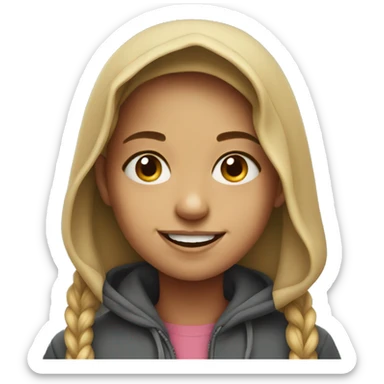 smiling girl in hoodie portrait sticker