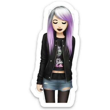 emo girls kissing cute outfits sticker