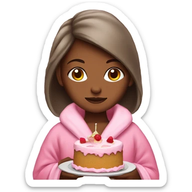 Girl pink dressing gown Eating cake  sticker