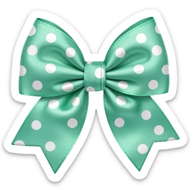 mint green bow with white dots sticker
