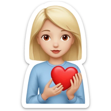 prayer girl blond hair red heart in her hands sticker