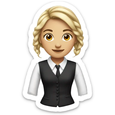 Girl wearing formals dress long hair tied up  sticker