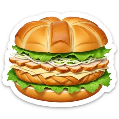 Croissant chicken and Cesar salad sandwich emoji. One layer of chicken and one layer of Cesar lettuce that’s it  sticker
