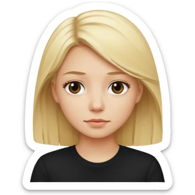 The woman with blonde hair had a neutral expression. sticker