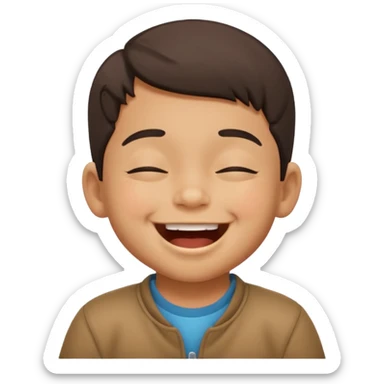 latino little boy laughing with closed eyes sticker
