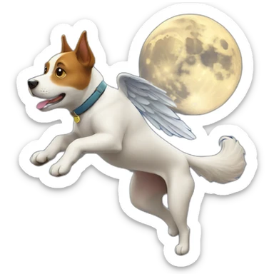 Dog flying to the moon sticker