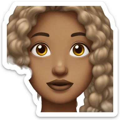 hungry girl brown hair lightbrown lipstick brown eyes and nails  sticker