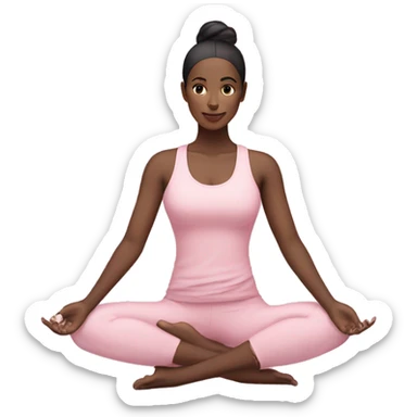 black hair yoga girl light pink clothes on sticker