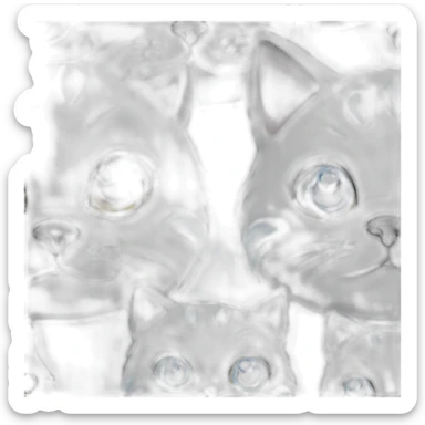 white dark and grey cat and blue eye head ball-shaped sticker