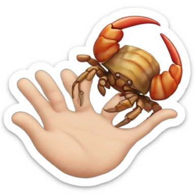 A hermit crab that is a human hand sticker