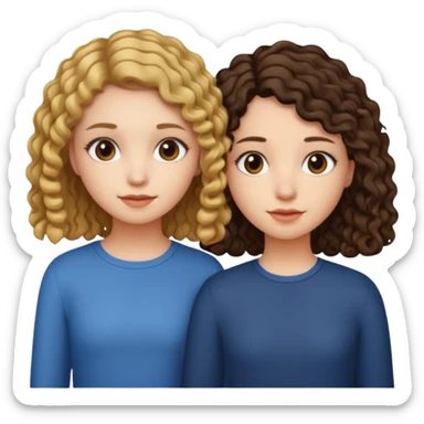 Best friends short straight hair girl and long curly hair girl sticker