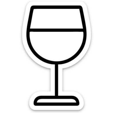 wine glass, outlined icon, modern, no fill, black lines sticker